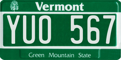 VT license plate YUO567