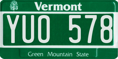 VT license plate YUO578
