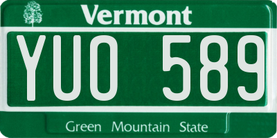 VT license plate YUO589