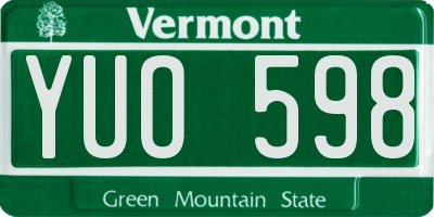 VT license plate YUO598