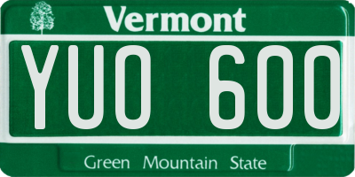 VT license plate YUO600