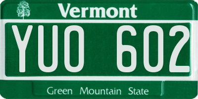 VT license plate YUO602