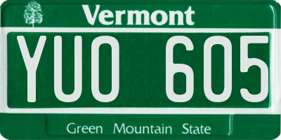 VT license plate YUO605