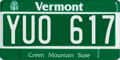 VT license plate YUO617
