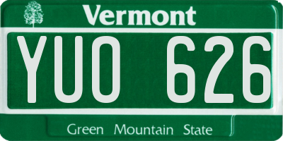 VT license plate YUO626