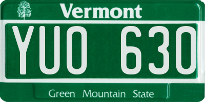 VT license plate YUO630