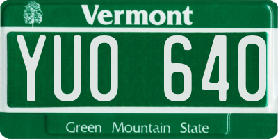 VT license plate YUO640