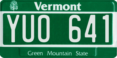 VT license plate YUO641