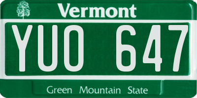 VT license plate YUO647