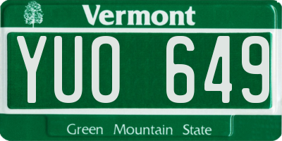 VT license plate YUO649