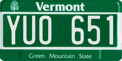VT license plate YUO651