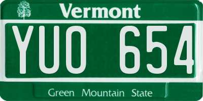 VT license plate YUO654
