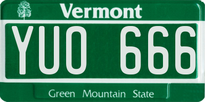 VT license plate YUO666