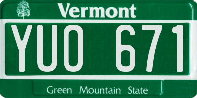 VT license plate YUO671