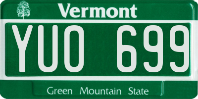 VT license plate YUO699