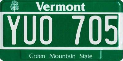 VT license plate YUO705
