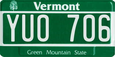 VT license plate YUO706