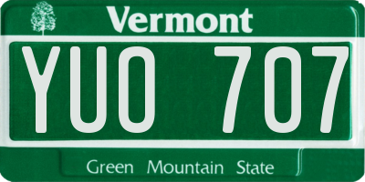 VT license plate YUO707