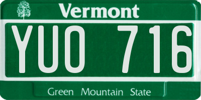 VT license plate YUO716