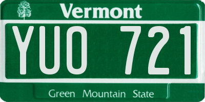 VT license plate YUO721