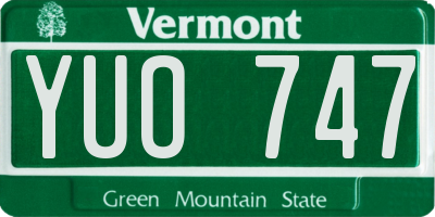 VT license plate YUO747