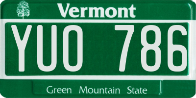 VT license plate YUO786