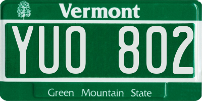 VT license plate YUO802