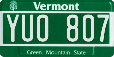 VT license plate YUO807