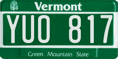 VT license plate YUO817