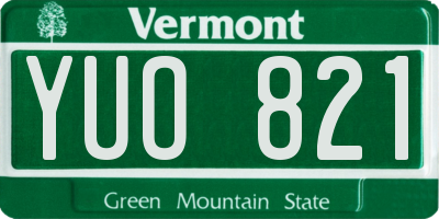 VT license plate YUO821