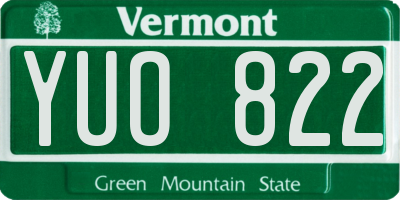 VT license plate YUO822