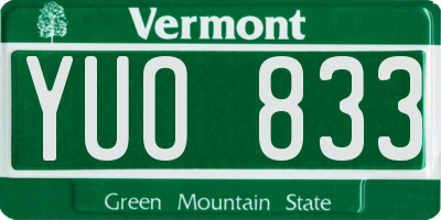 VT license plate YUO833