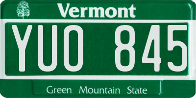 VT license plate YUO845