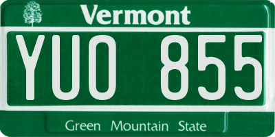 VT license plate YUO855