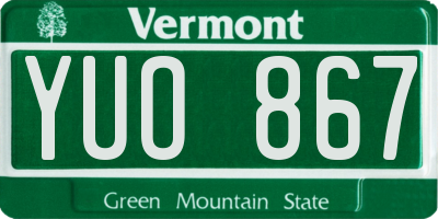 VT license plate YUO867