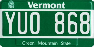 VT license plate YUO868