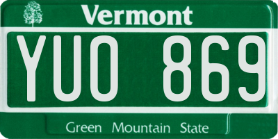 VT license plate YUO869