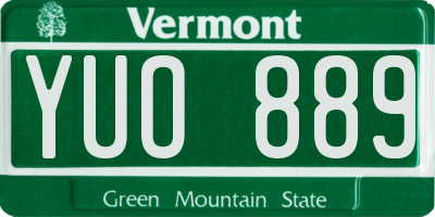 VT license plate YUO889