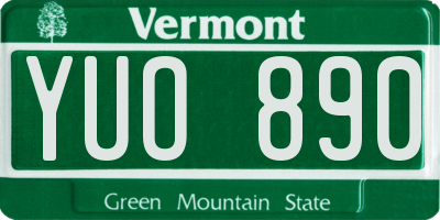VT license plate YUO890