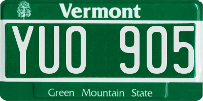 VT license plate YUO905