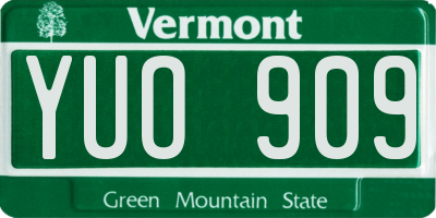 VT license plate YUO909