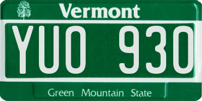 VT license plate YUO930