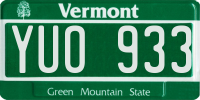 VT license plate YUO933