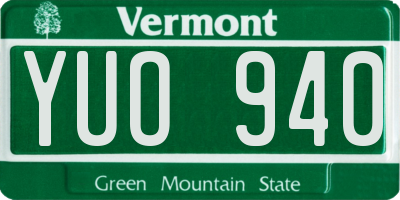VT license plate YUO940