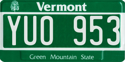 VT license plate YUO953