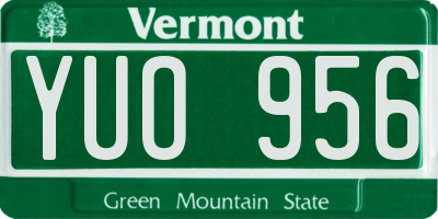 VT license plate YUO956
