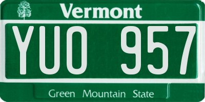 VT license plate YUO957