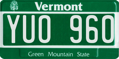 VT license plate YUO960