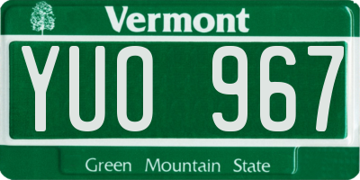 VT license plate YUO967