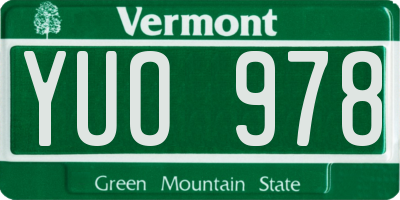 VT license plate YUO978